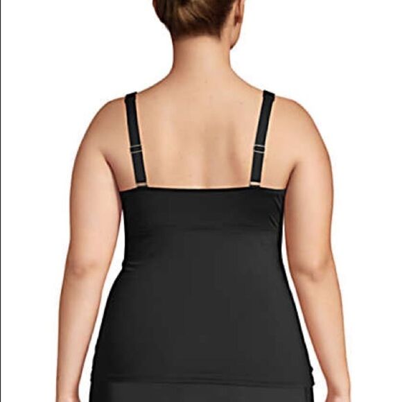 Land’s End Plus Size tankini V Neck wrap adjustable straps underwire blk Various - Picture 3 of 5